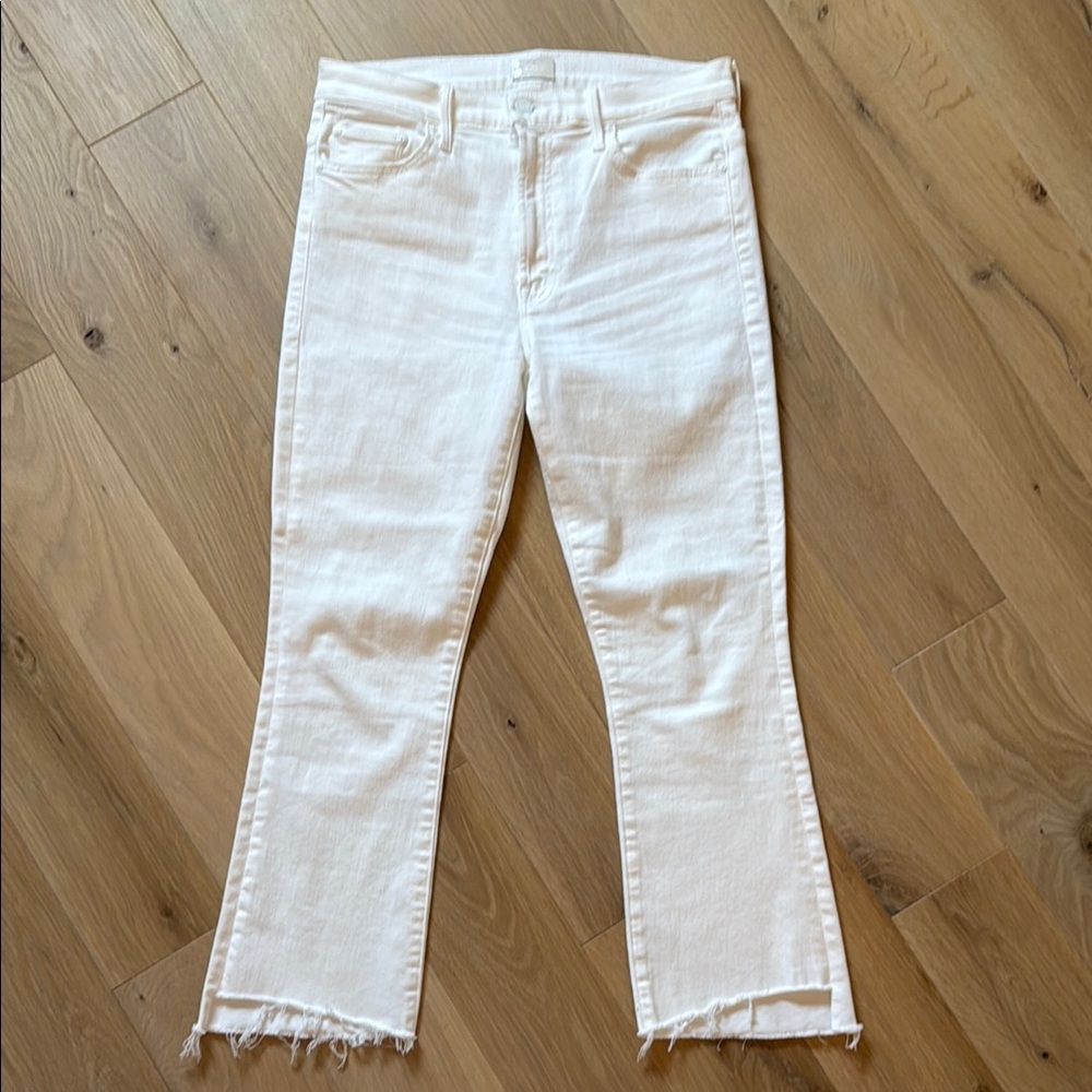 Mother jeans insider crop step white jeans like new 29